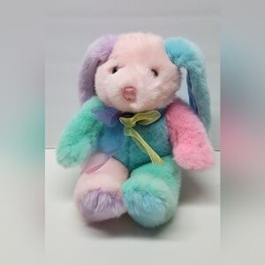 VINTAGE Main Joy PASTEL COLOR BUNNY RABBIT PINK BLUE PURPLE STUFFED ANIMAL PLUSH